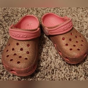 Crocs toddler girls pink sparkly size 8
